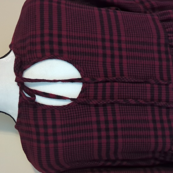 NWT Wild Fable Jumper Plaid Long Sleeve Dress MEDIUM Red Black Pockets - Picture 7 of 16